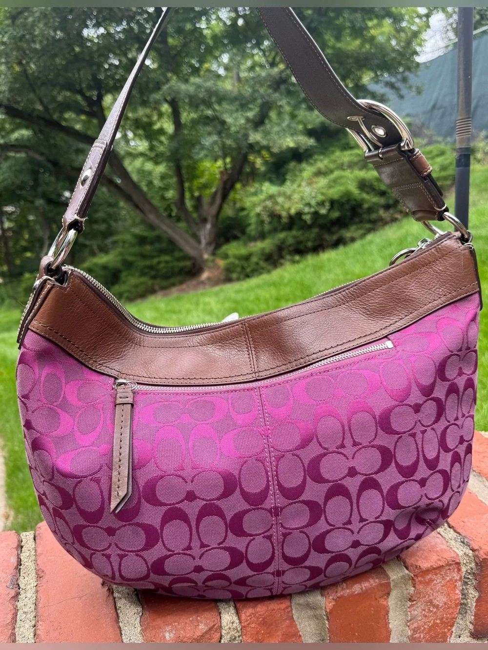 Coach Large Vintage Amethyst Soho Hobo Pleated Shoulder Bag and Matching Key Fob